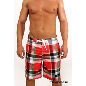 Фото Мужские шорты пляжные клетчатые красные ABERCROMBIE&FITCH 52830