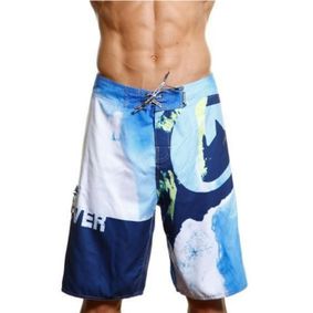 Фото Мужские пляжные шорты QUIKSILVER бело-голубые с бирюзовым принтом