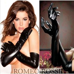 Фото Женский эротический аксессуар перчатки длинные черные Romeo Rossi  RRW9027-2