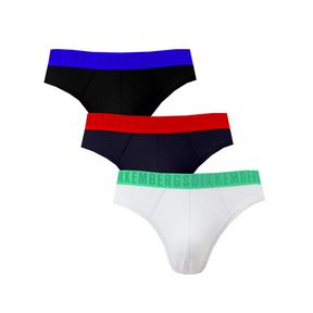 Фото Мужские трусы брифы (белый, синий, черный) набор 3 в 1 Bikkembergs FASHION BICOLOR BKK1USP04TR