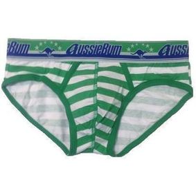 Фото Мужские трусы брифы зеленые Aussiebum Green - White stripes Brief
