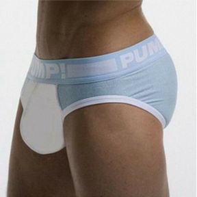 Фото Мужские трусы брифы голубые с белым Pump SkyBlue - white Brief H69-1