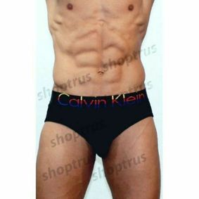 Фото Мужские трусы брифы черные Calvin Klein Black Rainbow waist