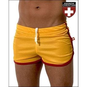 Фото Мужские спортивные шорты Andrew Christian Retro Sports Mesh Gym Shorts Yellow  AC11