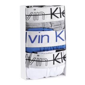 Фото Мужские трусы боксеры набор 3в1 (серые, белые, синие) Calvin Klein