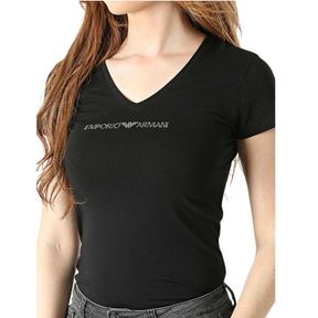 Фото Женская футболка черная V NECK Emporio Armani 164407_CC318 00020