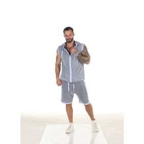 Фото Дизайнерский мужской трикотажный костюм серый: жилет и шорты Andrey Nietto