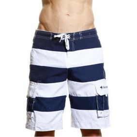 Фото Мужские пляжные шорты Abercrombie&Fitch белые в синию полоску