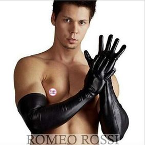 Фото Мужские эротические перчатки длинные черные Romeo Rossi RR9026-2