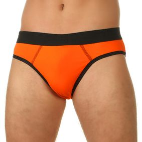 Фото Мужские трусы слипы оранжевые с черной окантовкой E5 Underwear Cotton