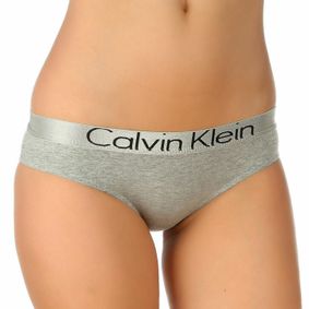 Фото Женские брифы серые с серебристой резинкой Calvin Klein Women Brief Grey