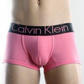 Фото Мужские трусы боксеры розовые с черной резинкой Calvin Klein Steel Black Waistband Pink