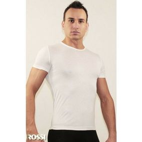 Фото Мужская футболка белая в узорчатую сетку в виде роз Romeo Rossi White RR00511