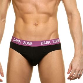 Фото Трусы мужские слипы черные с фиолетовой резинкой DARKZONE  DZN6319
