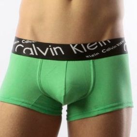 Фото Мужские трусы боксеры зеленые с черной косой резинкой Calvin Klein Black Waistband Italics Boxer Green CK05111