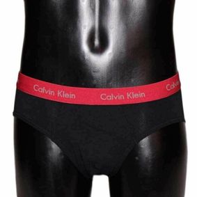 Фото Мужские трусы брифы черные с красной резинкой Calvin Klein CK00486