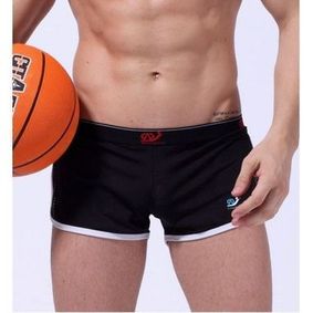 Фото Мужские шорты спортивные в сеточку с черной резинкой WangJiang черные 6