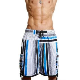 Фото Мужские пляжные шорты Super Dy в голубо-серую полоску