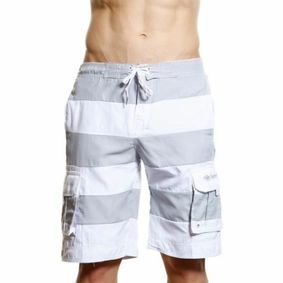 Фото Мужские пляжные шорты Abercrombie&Fitch белые в светло-серую полоску