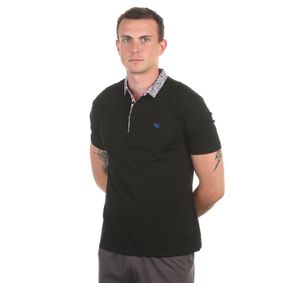 Фото Мужская футболка поло черная с разноцветным воротником ETRO