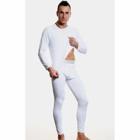Фото Мужское термобелье неутепленное белое с серебристой резинкой Calvin Klein Thermal Steel Underwear White