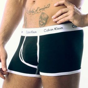 Фото  Мужские трусы боксеры чёрные с белой резинкой Calvin Klein 365 Black White